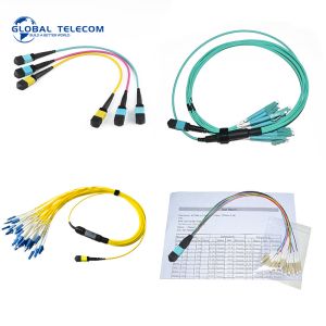 MPO MTP Fiber Optic Patch Cord , QSFP+ To SFP+ Cable OS2 OM3 OM4