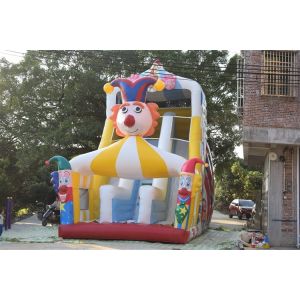 Funny PVC Digital Painting High Inflatable Dry Slide Circus Clown