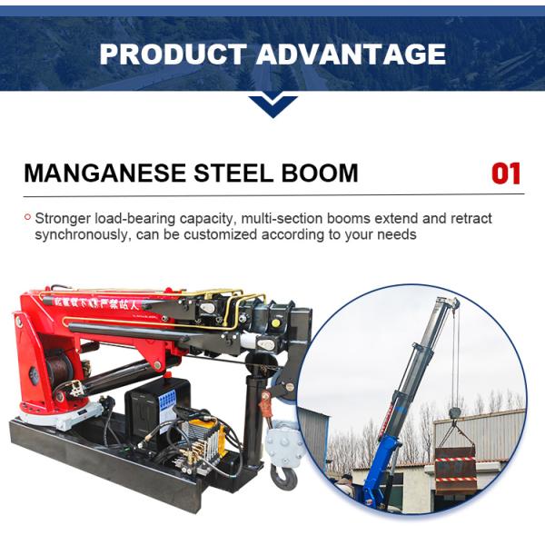 Small 1ton Remote Control Truck Crane Folding Boom Lift Machine with High Visibility Crane Pickup