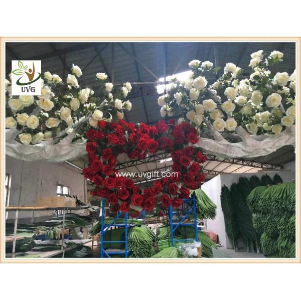 UVG CHR139 white artificial flowering trees in silk rose branhces for party background decoration