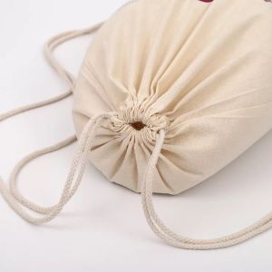 Blank Cotton Drawstring Bags / Personalized Small Fabric Bags With Drawstring