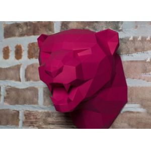 Rose Painted Stainless Steel Leopard Sculpture 50cm Height