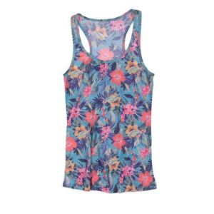 Printed Tank Tops , Womens Flower Shirts Blouses / Shirts Green
