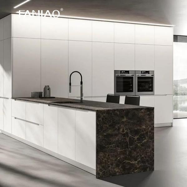 Buy Modern New Design Melamine Kitchen Cabinets For Villa Project at wholesale prices