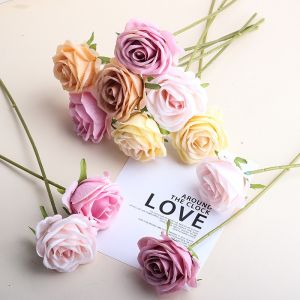 Cross border simulation artificial simulation rose single branch rose flower