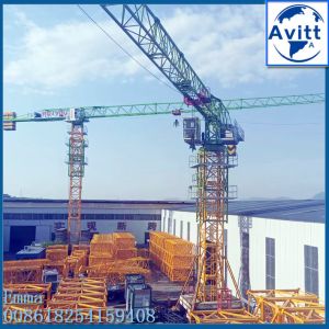 Quality Hot PT6013 Flat Top Tower Crane 6tons Max Load 60mts Jib with Green Color for sale