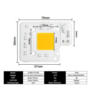 Warm White 50W LED Chip COB LED Module Customized Logo With Driver On Board