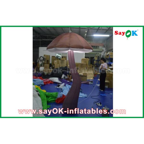 Vivid Brown Inflatable Mushroom with LED light Inside for Show Decoration