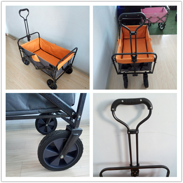 4 Wheels Foldable Wagon Cart Stainless Steel Frame Outdoor Folding Wagon