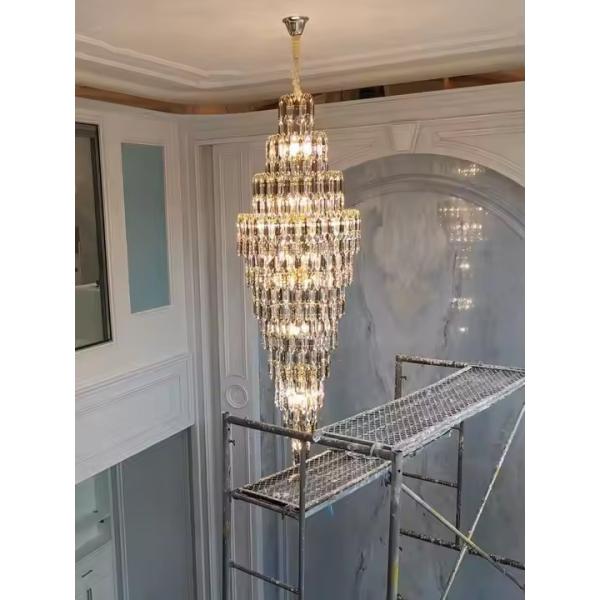 Buy Custom Ceiling Lighting Pendant Lamp for Hotel Villa Staircase Home Decor Nordic Modern K9 Crystal Chandelier at wholesale prices