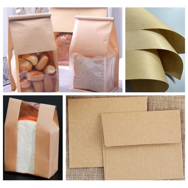 60g 70g Recycled Long Fiber Ribbed Kraft Paper Rolls For Food bags 70cm 80cm 