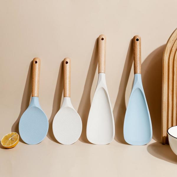 Buy Kitchen Non Stick Silicone Utensils Spatule With Wood Handle at wholesale prices