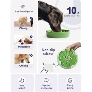 1.5 Cups Ceramic Dog Feeder Bowl Slow Down Eating