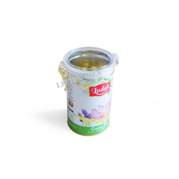 Silver Round Loose Custom Tea Tins Box , Food Grade Metal Tea Canisters Plastic