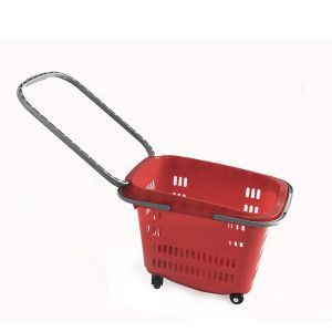 395MM 45L Grocery Handheld Shopping Baskets With Handles Roller Container