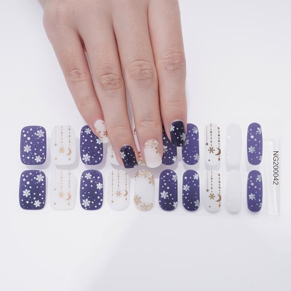 New Design Nails Artificial Solid Color Full Cover semi cured gel nail sticker