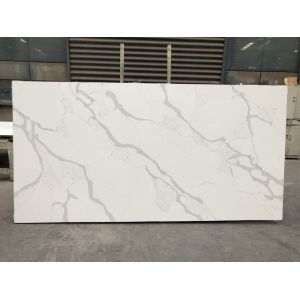 Quality Solid stone kitchen worktops Polished White Slab 2cm Thickness Quartz Slab for sale