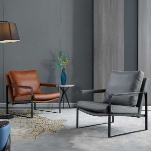 Tub Single Seater Armchair Brown Sofa Wooden Upholstered Leather