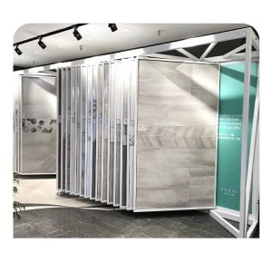 Page Turning Stone Sample Display Rack Free Standing Metal Wing Ceramic Tile