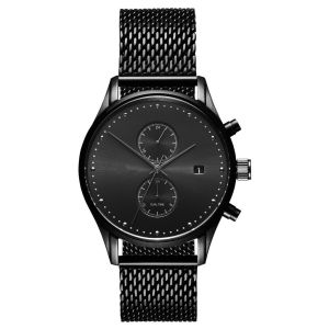 Quality Black CD grain stainless steel back quartz watch 5ATM waterproof for sale