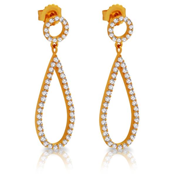 Trendy 925 Sterling Silver Earrings with Asymmetric Gold Plated Star and Moon for Ladies