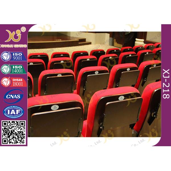 Varnished Upholstered Beech Plywood Church Hall Chairs / Movie Theater Seats