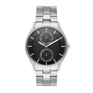 China Mens brushed stainless steel 5atm water resistant with silver steel chain strap on sale