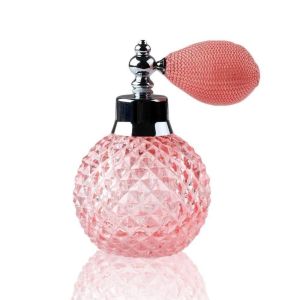Clear Checked Carved Glass Empty Perfume Bottles With Spray Atomizer