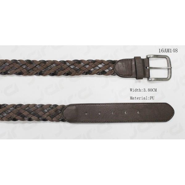 Buy 3.8cm Width Brown PU / Fake Suede Leather Woven Belt Old Silver Buckle Available at wholesale prices