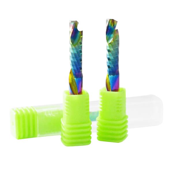 Single-Edge Composite Milling Cutter for Solid Wood Density Board Colorful Coating up Cut CNC Engraving Machine OEM Customizable