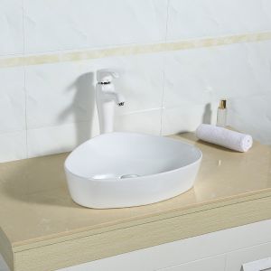 Polished Surface Counter Top Bathroom Sink White And Black Color Triangle