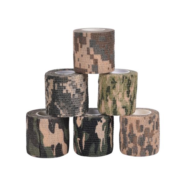Outdoor Hunting Camping Heat Resistant Camo Self Adhesive Tape with Non-woven Fabrics