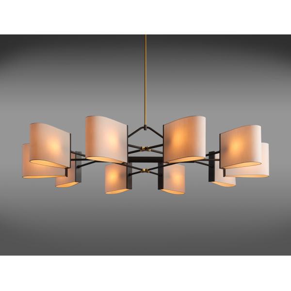 Buy Solid Brass Dessay Circular Chandelier 2307 60 DIA X 60 OAH Ivory Silk Shades at wholesale prices