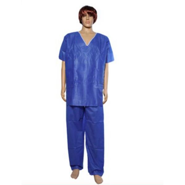 Nonwoven Breathable Disposable Scrub Suits With Short Sleeves / Anti Blood /