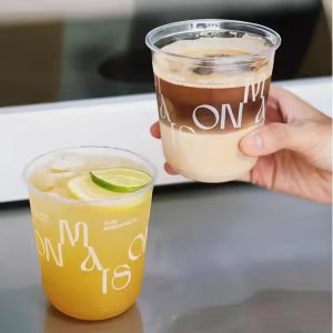 Factory Custom Printing logo Disposable Plastic Cups Soft clear Bubble Boba Tea