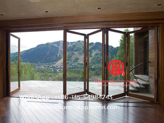 aluminum bifold doors with glasses integrated,prefabricated bi folding door with