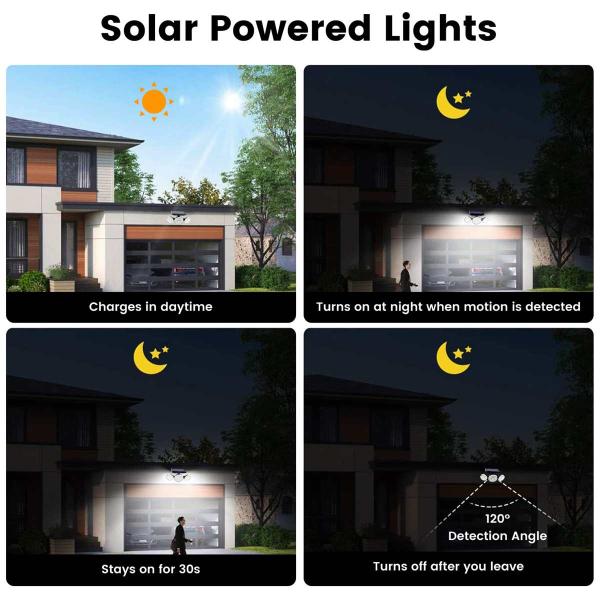 Porch Patio 16W 300LM ABS Solar Motion Sensor Wall Light Three Head