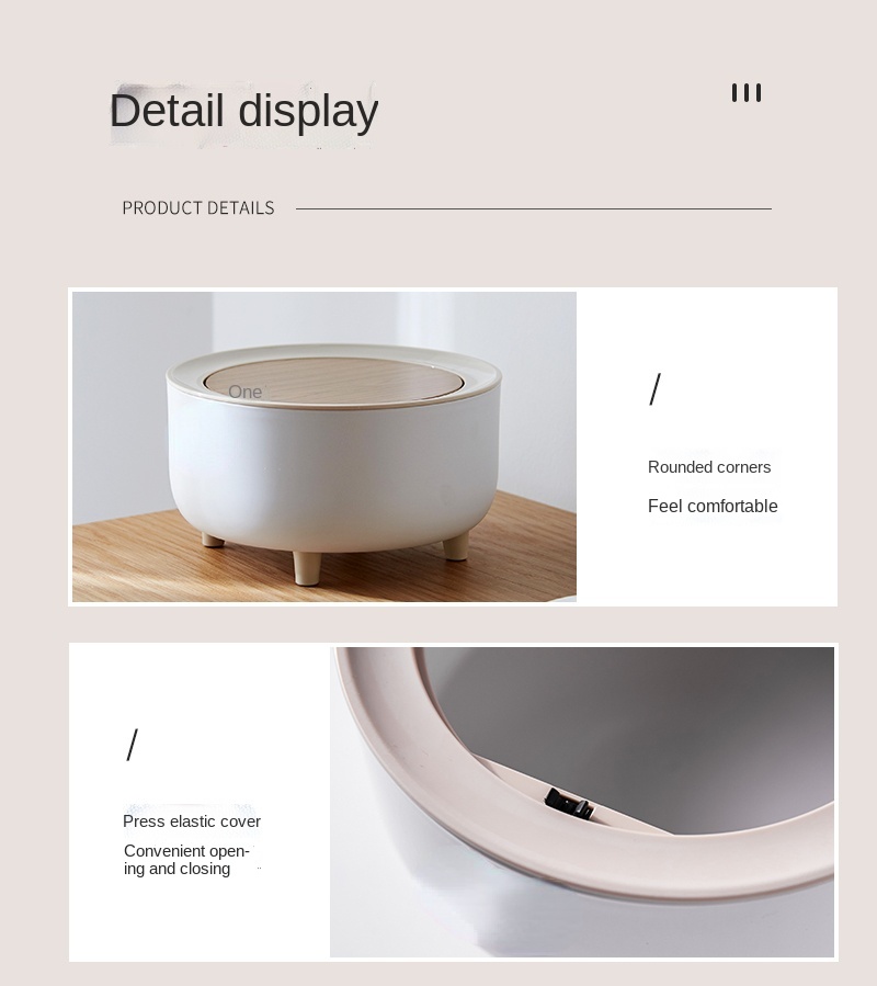 Creative Cute Mini Small Coffee Table Countertop Bedroom with Lid Wood Grain Paper Basket Desktop Trash Can