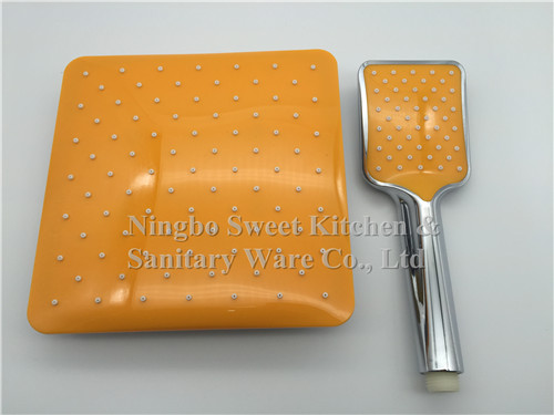 Hot sell Double face Chrome plating single function shower head hand shower set square overhead shower rain shower kit