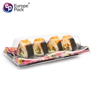 High quality rectangle plastic disposable fondue sushi tray with lid