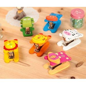China Animal Wooden Mini stapler Binder Office Cute Kawaii Stationary Zakka on sale