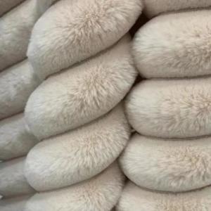 Quality Orange Cream Fluffy Fabric Material Blanket Fuzzy Upholstery Fabric for sale