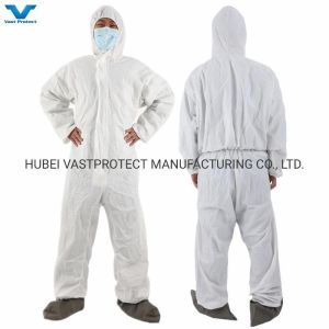 Industrial Safety Disposable Coverall with Anti-Slip Grey Bootcover and