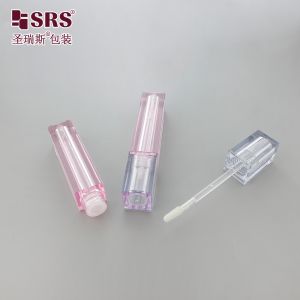 SLS010-4.5ML Square Clear Matte Frosted Makeup Lip Gloss Bottle With Brush