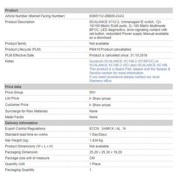 6GK5112-2BB00-2AA3 Siemens Simatic Net Scalance X112-2 Unman Ie Sw