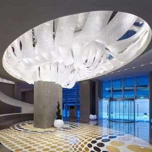 Quality Project Installation Lighting Solutions 5000K Color Temperature Art Streamer Chandelier For Hotel Lobby Banquet Hall for sale