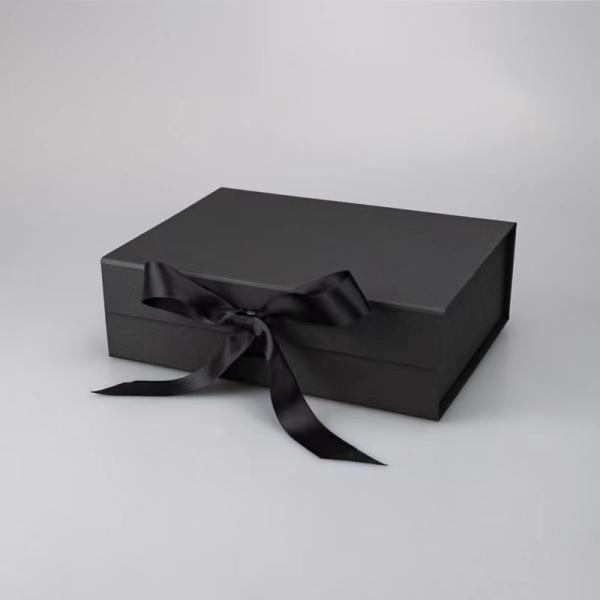 Durable T Shirt Black Rigid Gift Box , Hoody Cardboard Box With Flap Lid