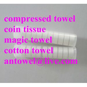 Quality pipe packed coin tissue magic towel for sale