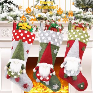 China Stocking 3 Pack, 19 Inch 3D Gnomes Santa Christmas Beauty Cleansing Brush Facial Scrub Christmas stocking on sale