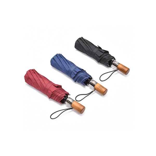 Buy Lightweight Automatic Windproof Folding Umbrella Wooden Handle Reinforced Frame at wholesale prices